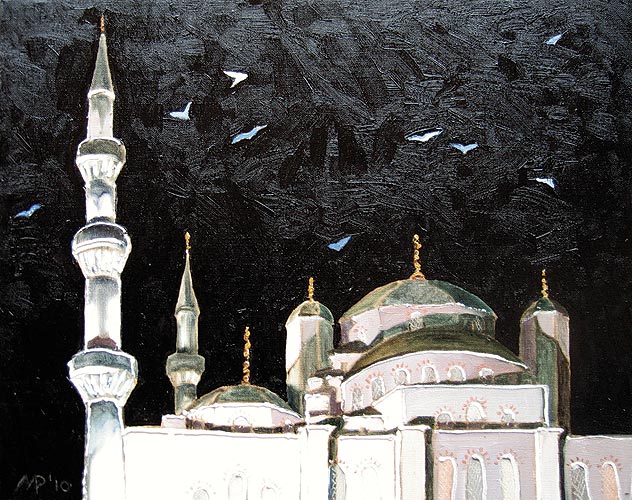 Чайки над Голубой мечетью. х.м., 50х40 см., 2010 г.